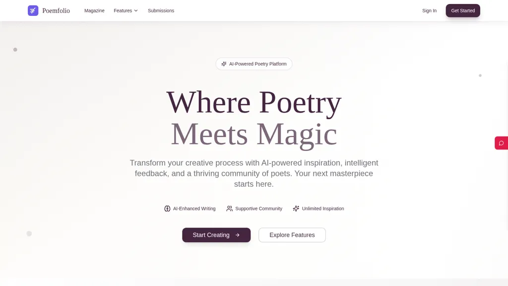 Poemfolio AI tool screenshot
