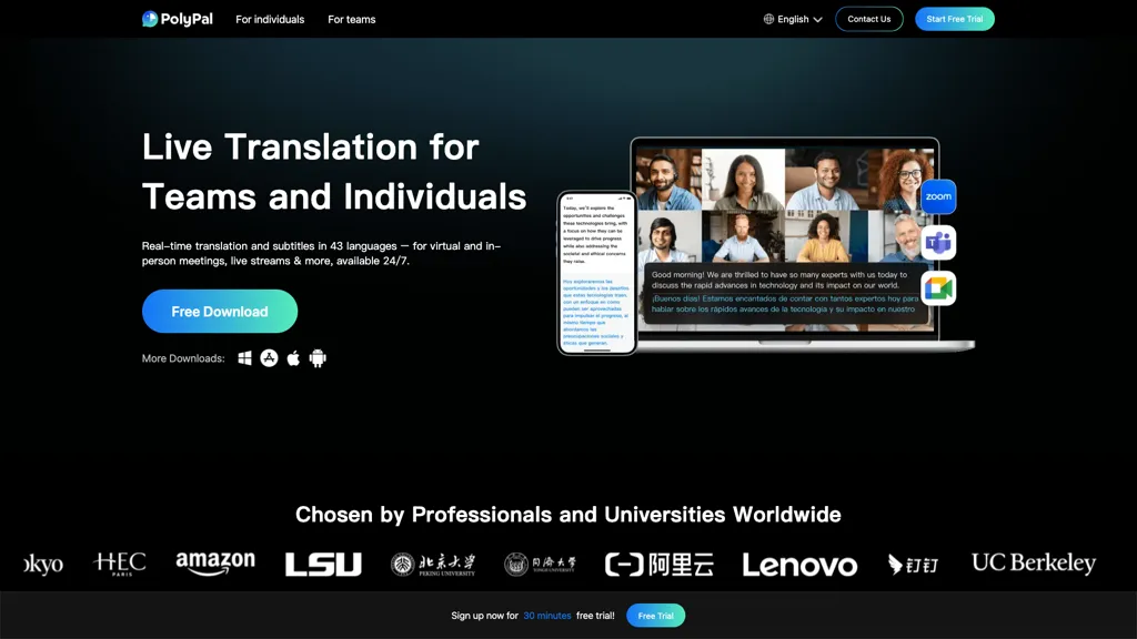 PolyPal Live Translator AI tool screenshot