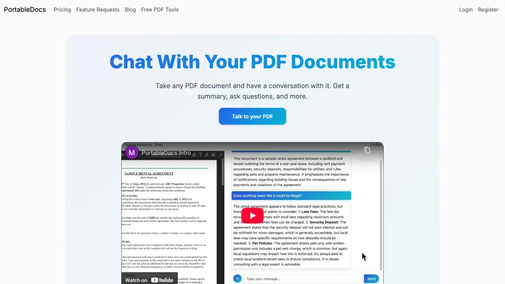 PortableDocs AI tool screenshot