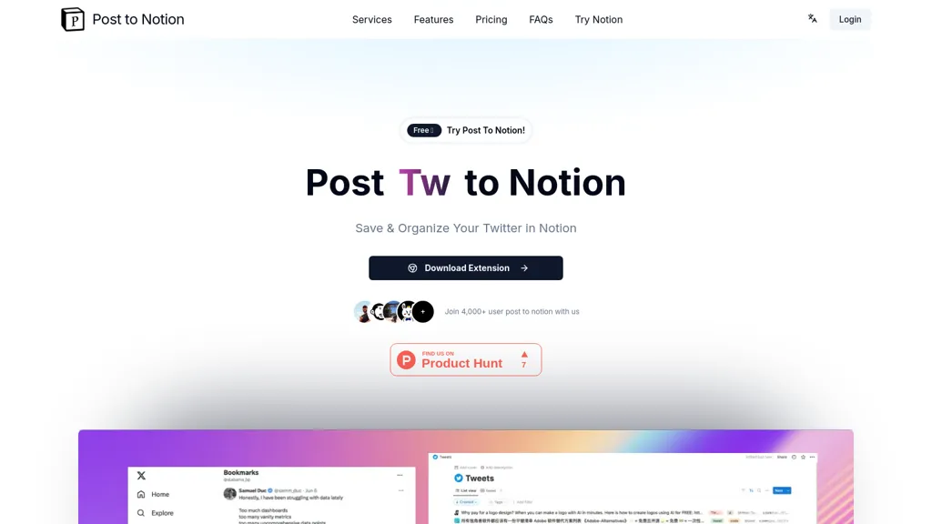 Post to notion AI tool screenshot