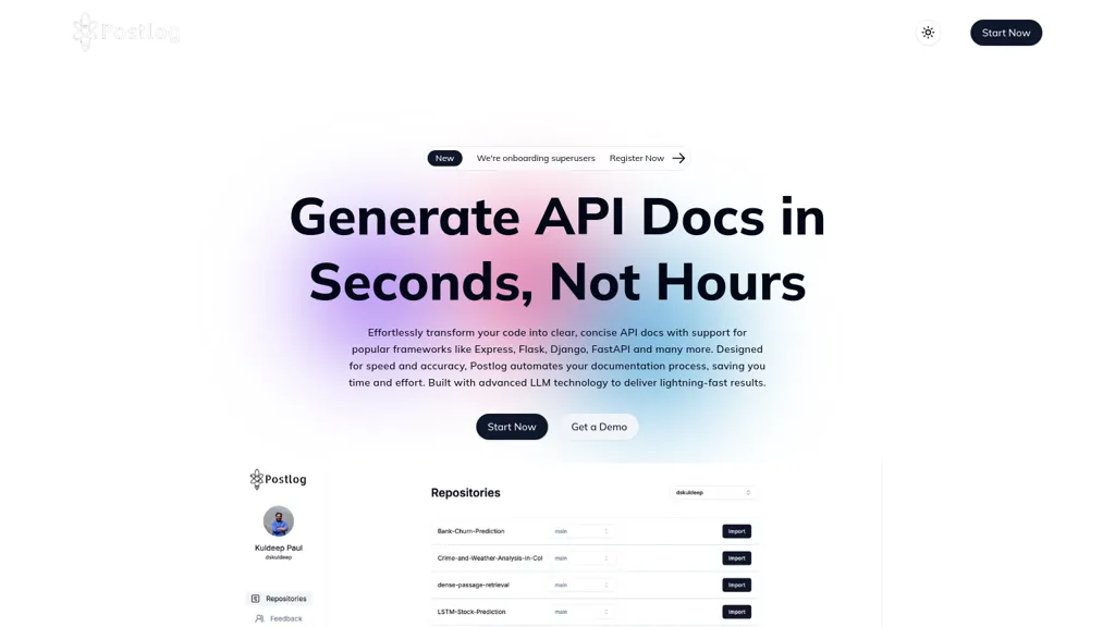 Postlog website