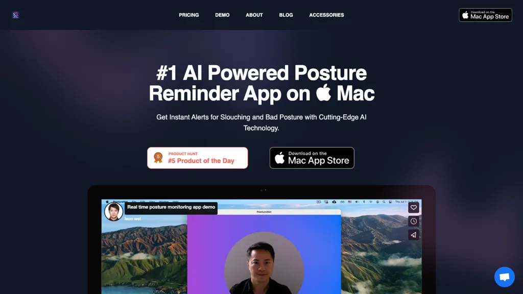 Posture Reminder App website