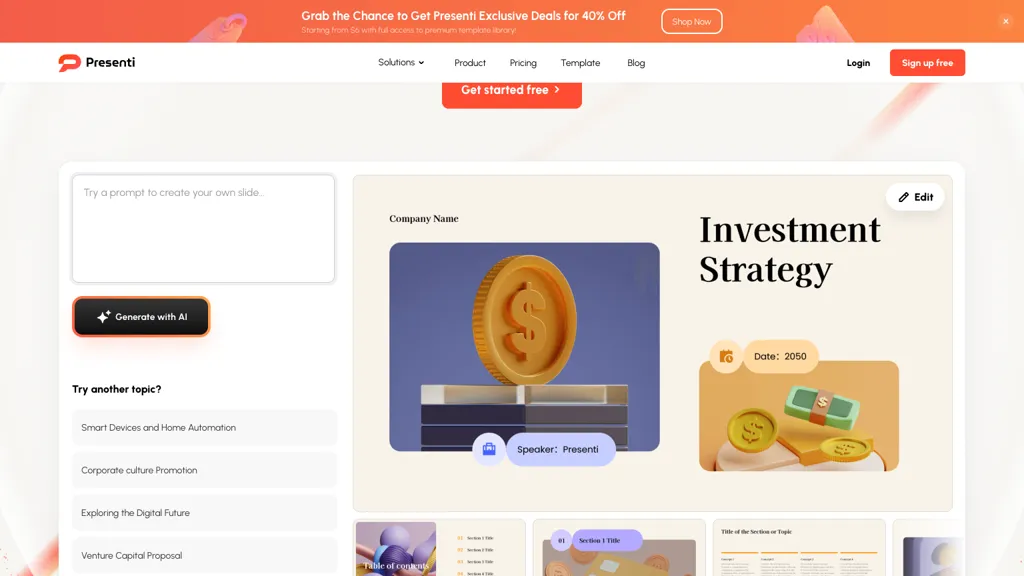 Presenti AI website