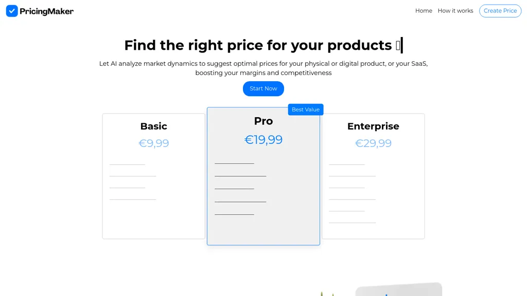 PricingMaker AI tool screenshot