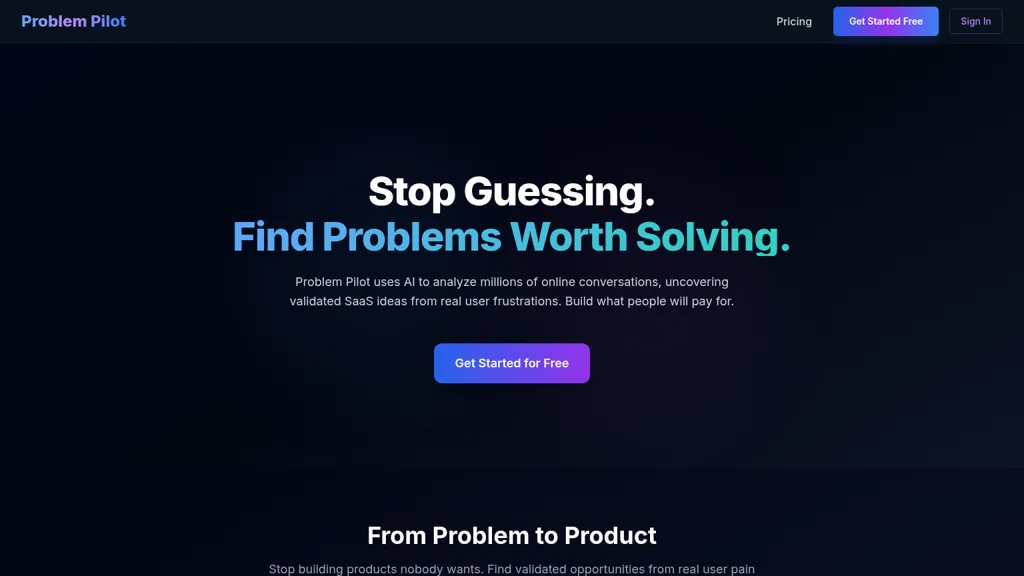 Problem Pilot AI tool screenshot