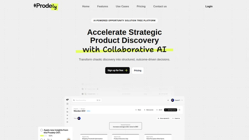 Prodely AI tool screenshot