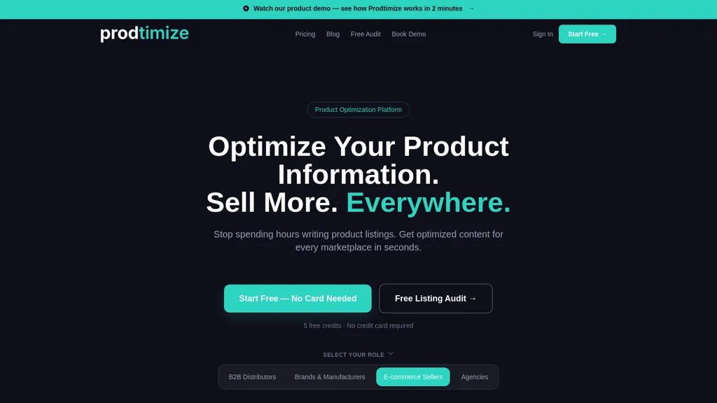 Prodtimize AI tool screenshot