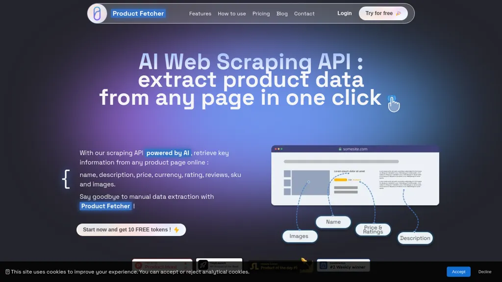 Product Fetcher website