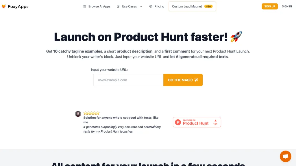 Product hunt launcher website