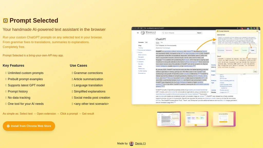 Prompt Selected website