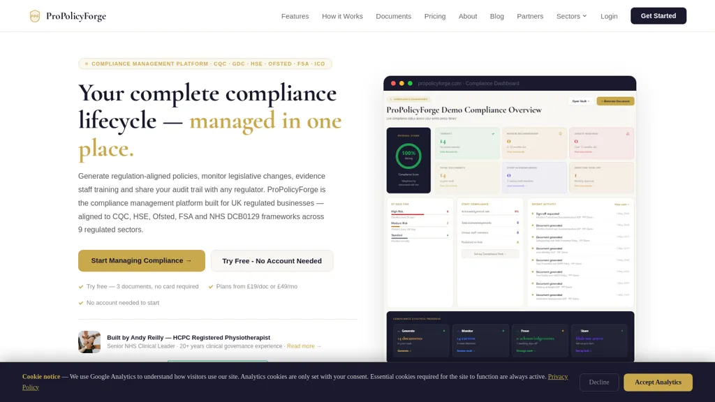 ProPolicyForge AI tool screenshot