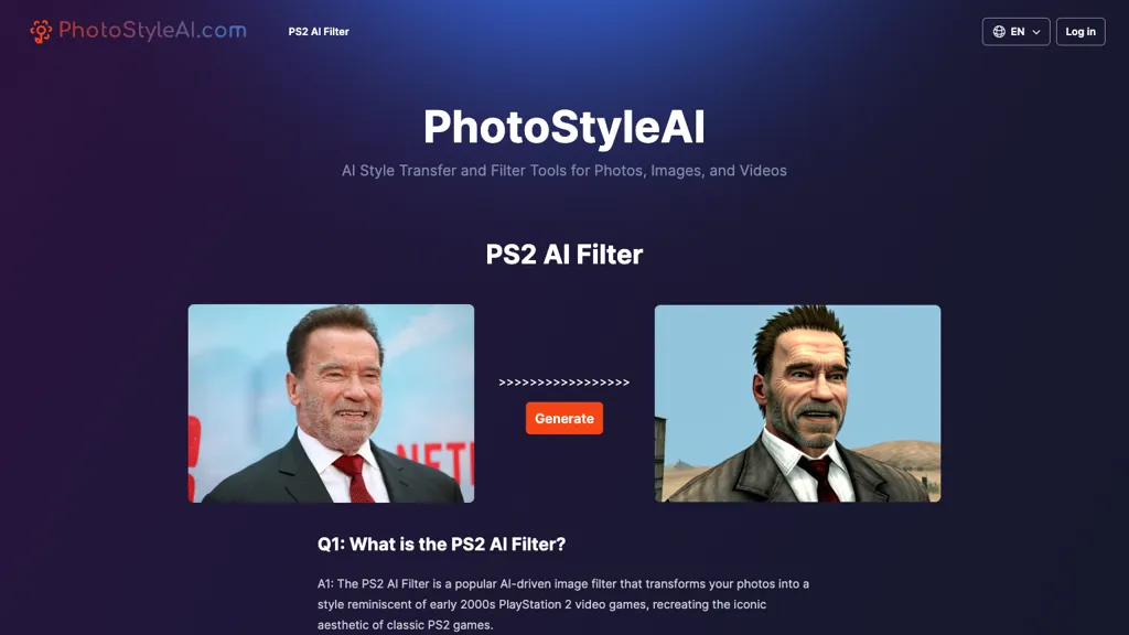 PS2 AI Filter website