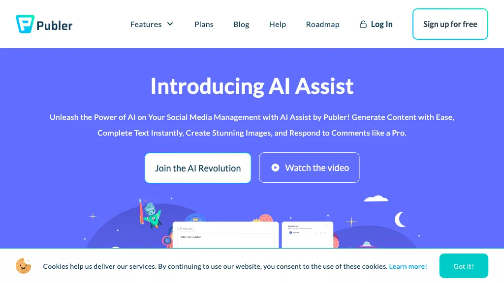 Publer AI Assist website
