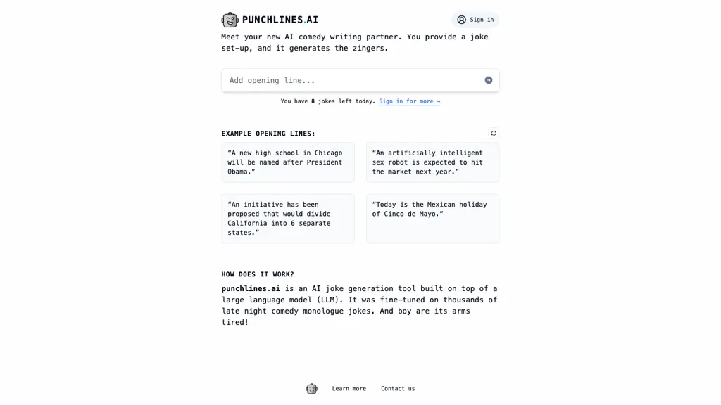 Punchlines AI website