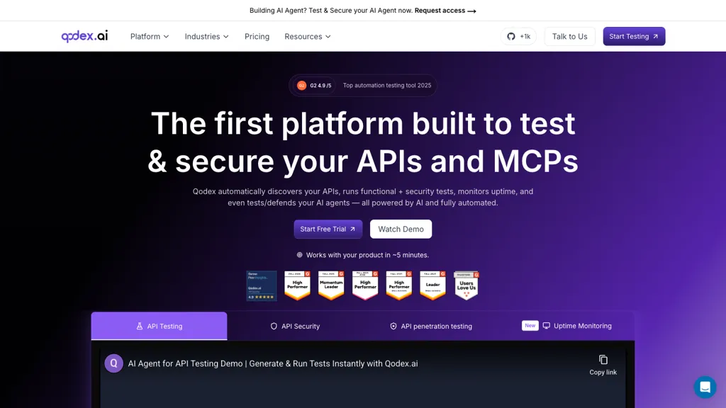 Qodex AI tool screenshot