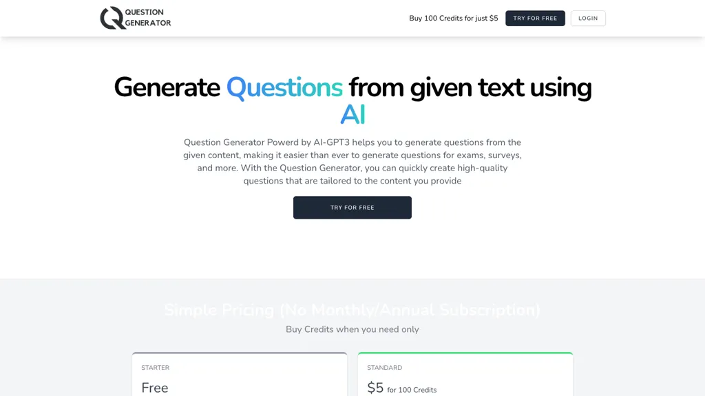 Question Generator website