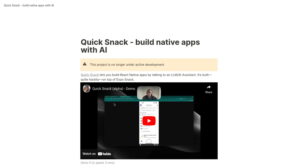 Quick Snack website