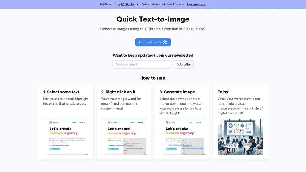 Quick Text-To-Image website