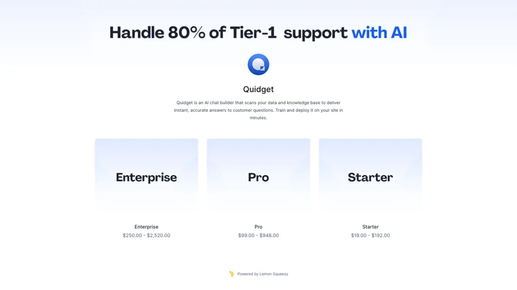 Quidget AI tool screenshot