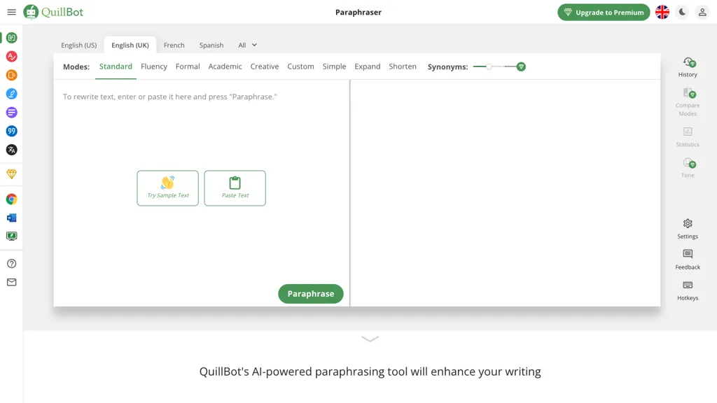 Quillbot Paraphraser website