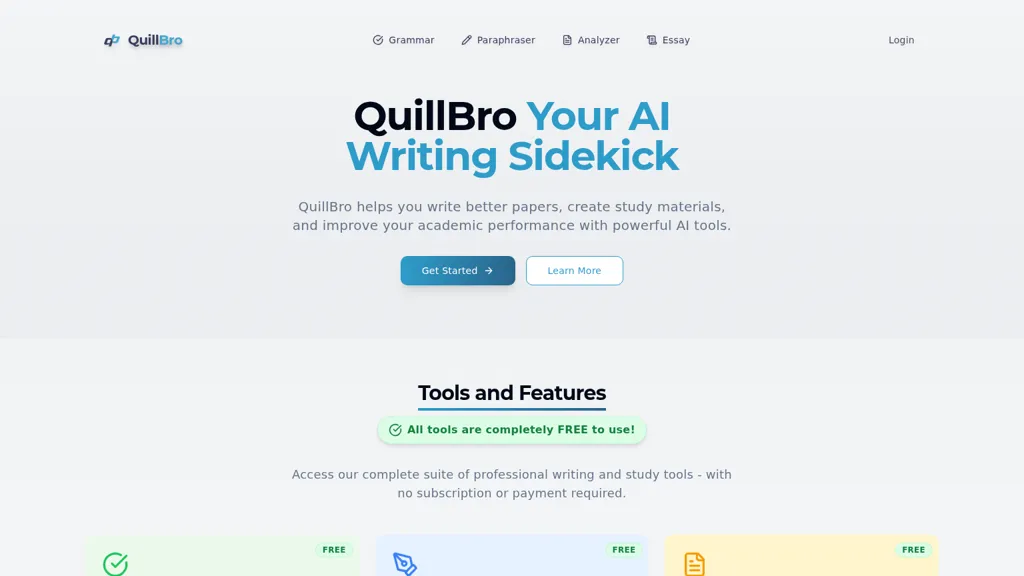 QuillBro AI tool screenshot