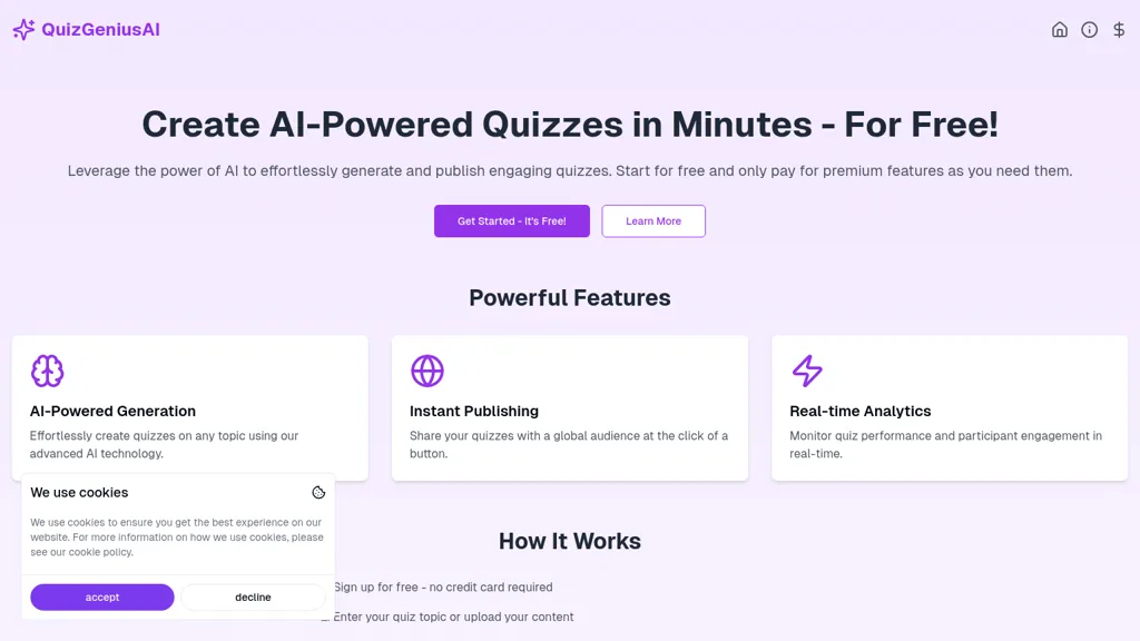 Quiz Genius AI website