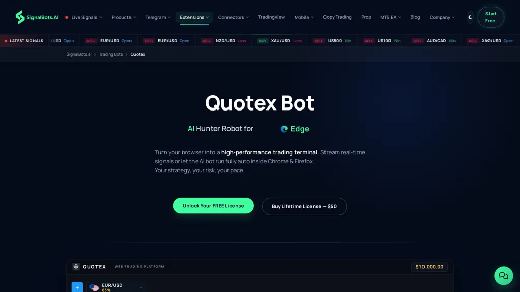 Quotex Bot AI tool screenshot