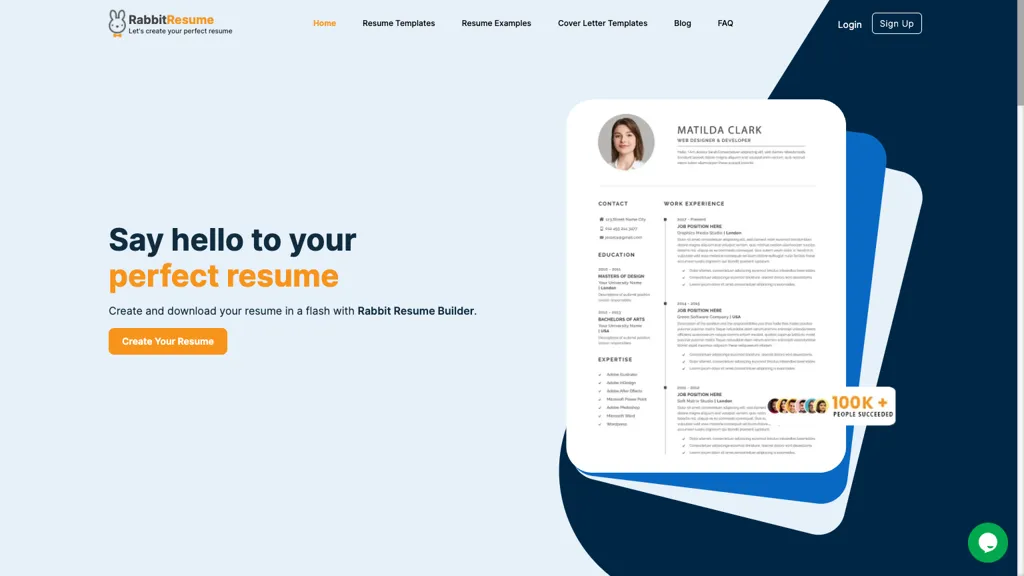 Rabbit Resume AI tool screenshot