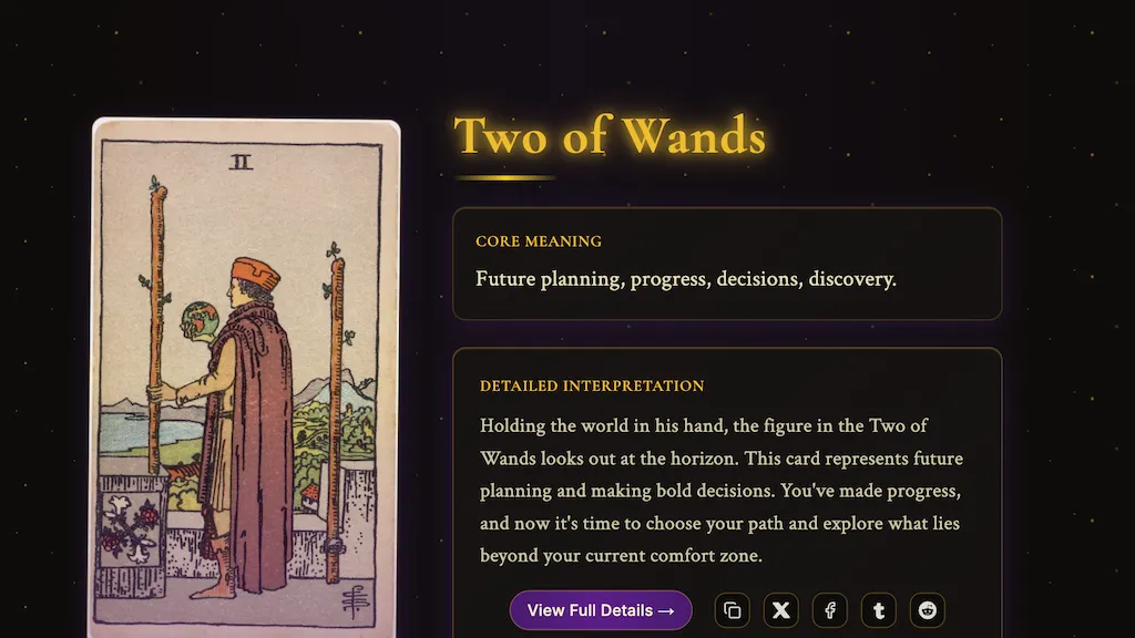 Random Tarot AI tool screenshot