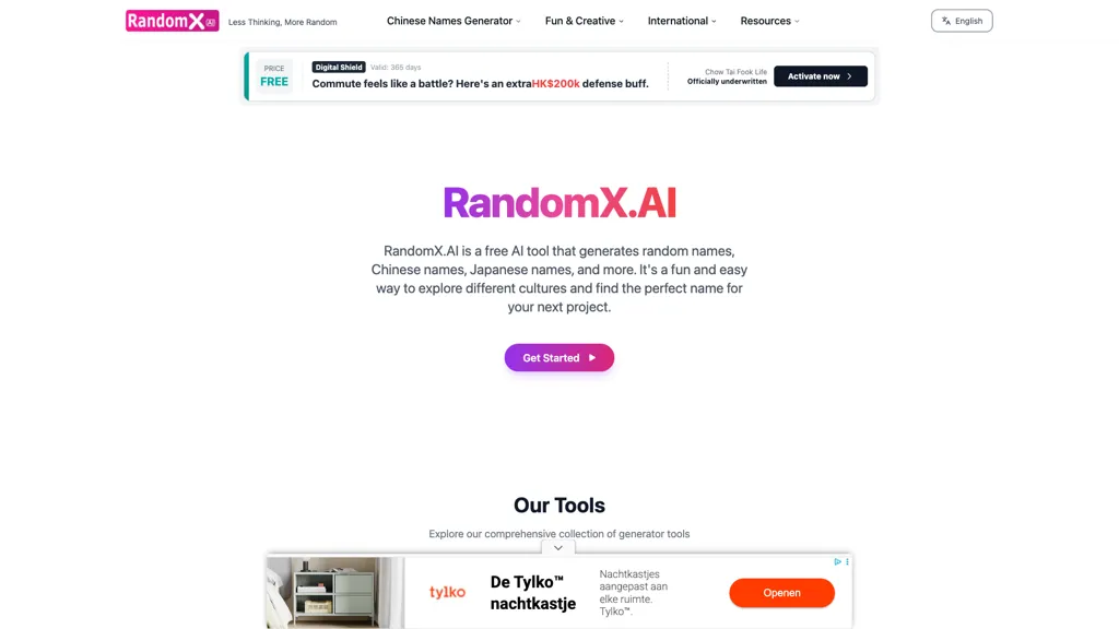 RandomX.ai AI tool screenshot