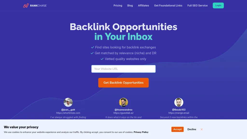 RankChase website