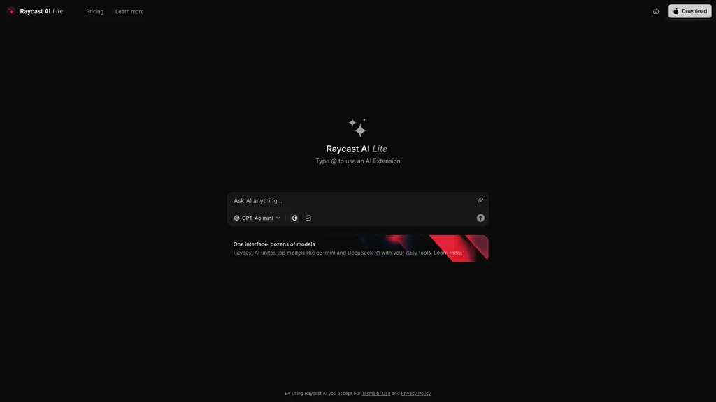 Raycast AI Lite AI tool screenshot