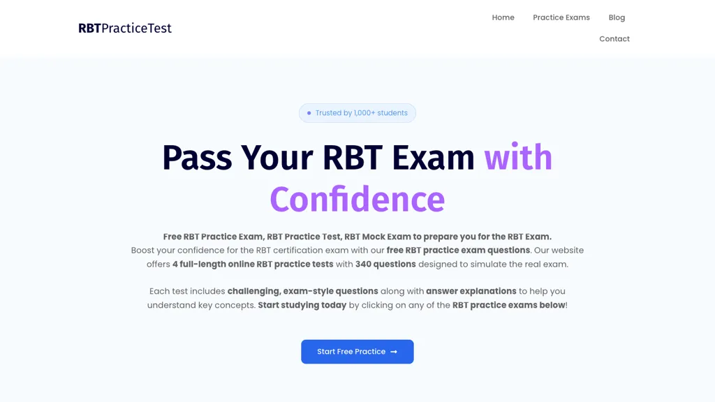 RBT Practice Test AI tool screenshot