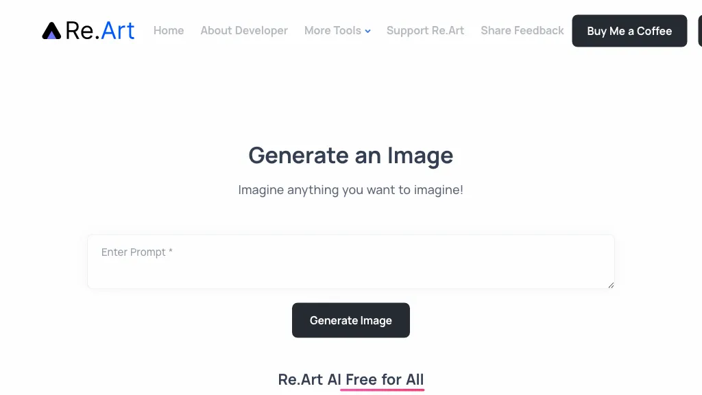 Re.Art AI Image Generator website