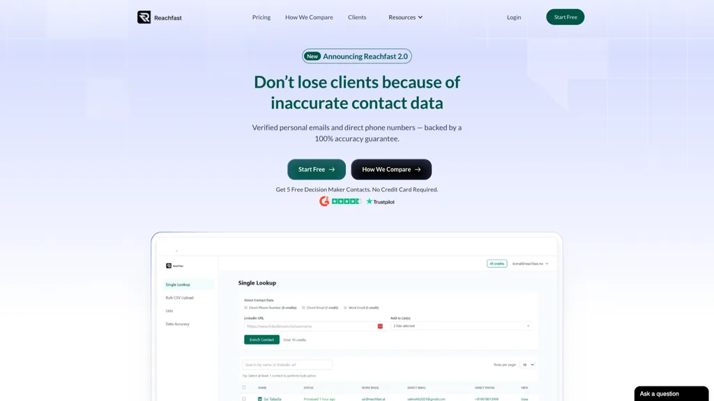 Reachfast.ai AI tool screenshot