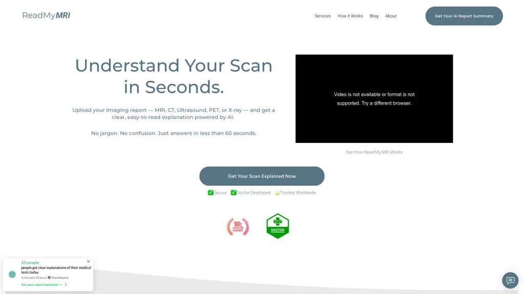 Read My MRI AI tool screenshot