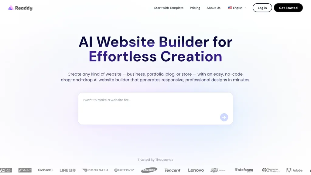 Readdy AI tool screenshot