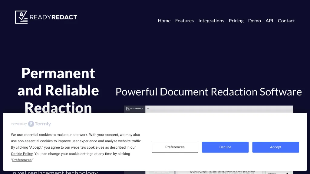 ReadyRedact Document Redaction website