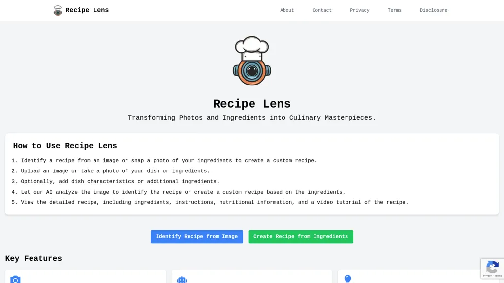 Recipe Lens website