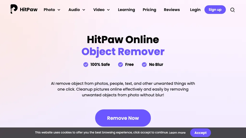 Remove object from photo by HitPaw website