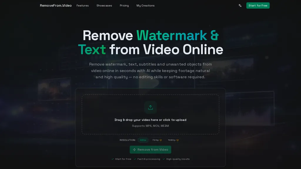 RemoveFrom.Video AI tool screenshot
