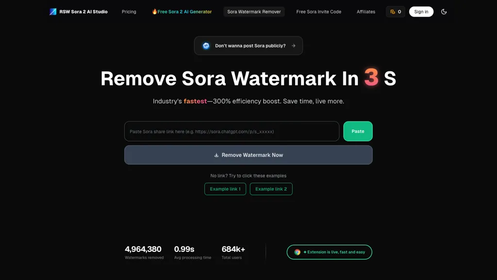 RemoveSoraWatermark AI tool screenshot