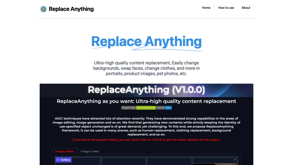 Replace Anything website