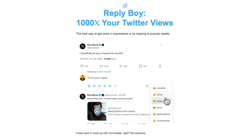 Reply Boy website