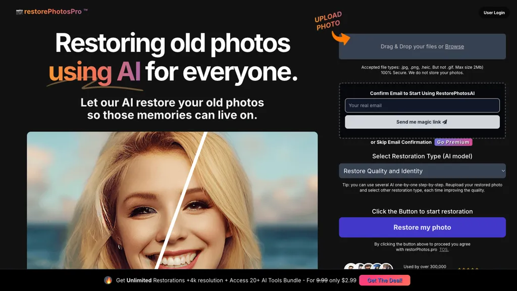 restorePhotos.Pro  AI website