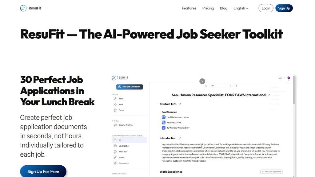 ResuFit AI tool screenshot