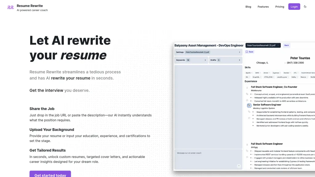 Resume Rewrite website