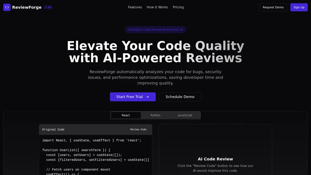 ReviewForge AI tool screenshot