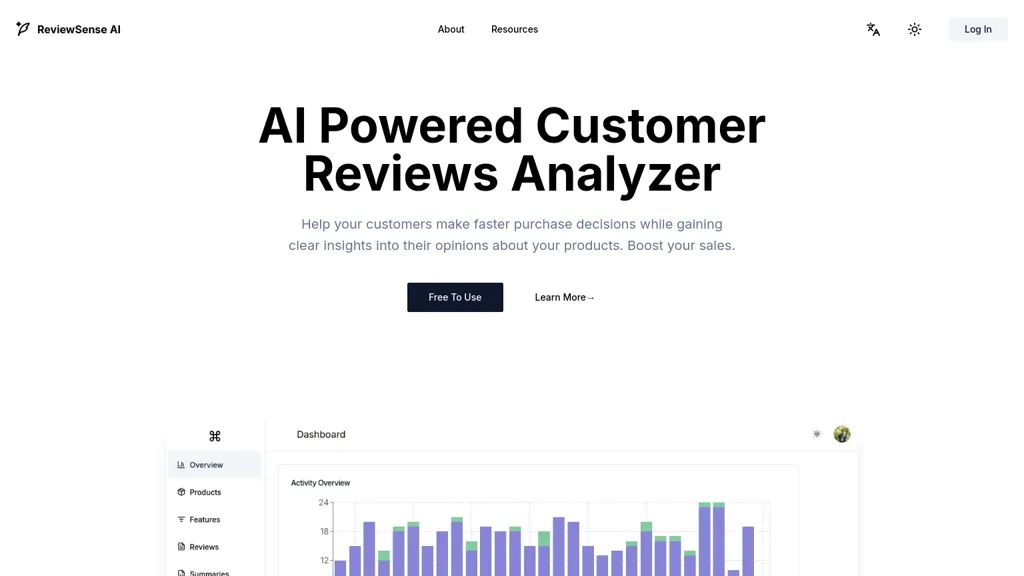 ReviewSense AI website