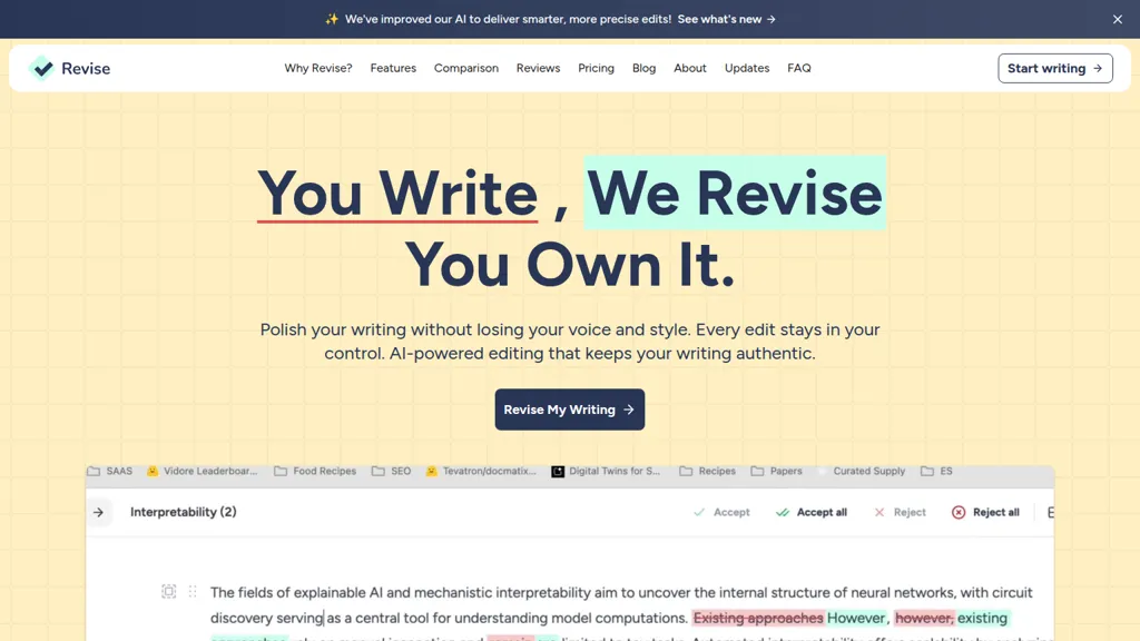 Revise AI tool screenshot